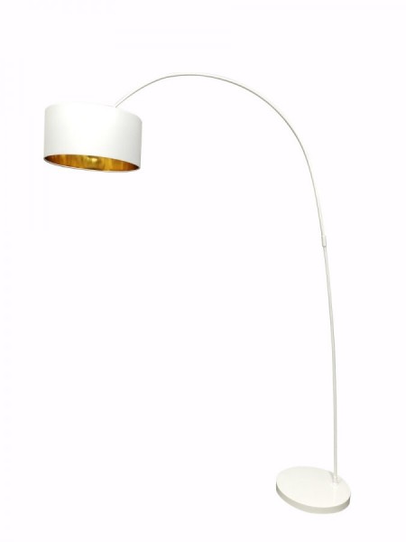 Bogenlampe mit Stoffschirm weiß