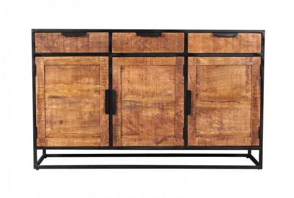 Vintage Massivholz Möbel Sideboard 140x90x40cm Mangoholz Metall