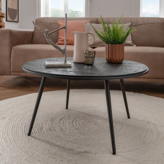 Couchtisch EVA 80x40x80cm recyceltes Teakholz Metall schwarz