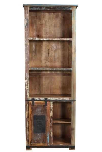 Vintage Massivholz Bücherschrank Regal 66x180x32cm bunt
