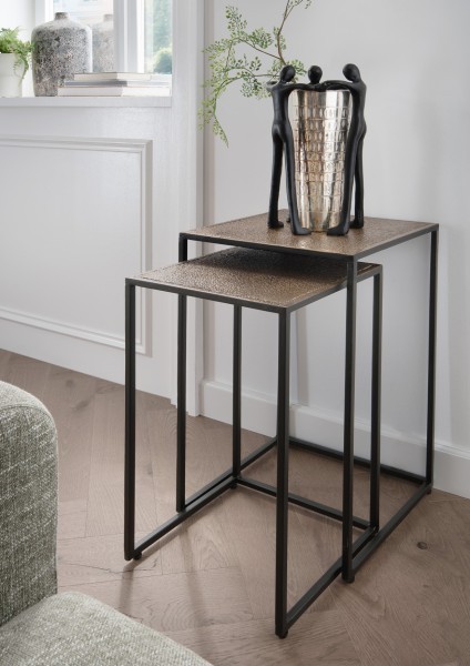 2er Set Beistelltisch MILENA Metall beschichtet schwarz antik gold