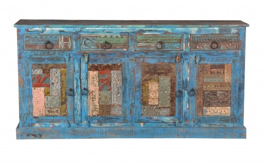 Blaue Kommode Sideboard 180x85x40cm Vintage Möbel
