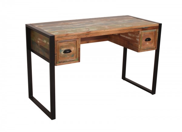 Vintage Massivholz Schreibtisch 120x76x55cm bunt