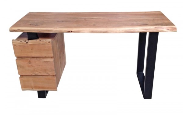 Massivholz Schreibtisch Baumkante 147x80x62cm Akazienholz