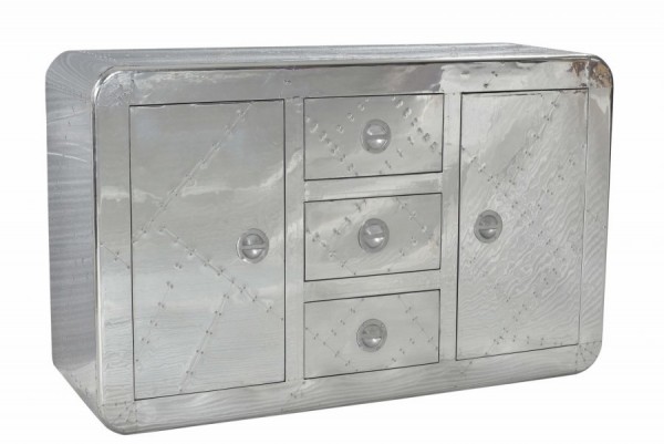 Silber Sideboard aus Mangoholz mit Alu 150x90x45cm