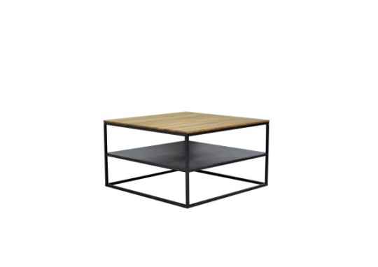 Couchtisch KIM mit Ablage 70x40x70cm Wildeiche geölt Metall schwarz